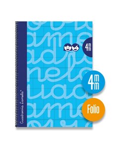 Lamela Cahier Spirale Avec 80 Feuilles de 90g/m2 Avec Margen - Format Folio - Pauta Cuadrovia de 4mm - Cubierta Extra Dura - Pap
