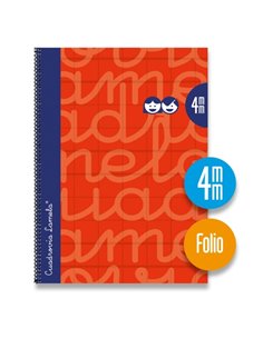 Lamela Cahier Spirale Avec 80 Feuilles de 90g/m2 Avec Margen - Format Folio - Pauta Cuadrovia de 4mm - Cubierta Extra Dura - Pap