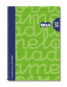 Lamela Cahier Spirale Avec 80 Feuilles de 90g/m2 Avec Margen - Format Folio - Pauta Cuadrovia de 5mm - Cubierta Extra Dura - Pap