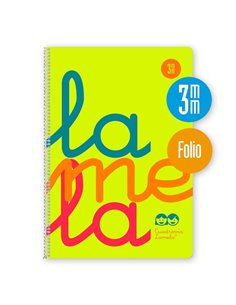 Lamela Cahier Spirale Avec 80 Feuilles de 90g/m2 Avec Margen - Format Folio - Pauta Cuadrovia de 3mm - Cubierta de Polipropileno