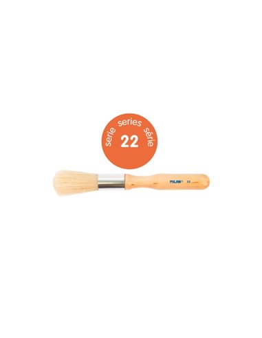 Milan 22 Pack de 3 Pinceles Pour Estarcido - Sac Avec Colgador - Pelo Largo - Mango Grueso - Couleur Bois Clair