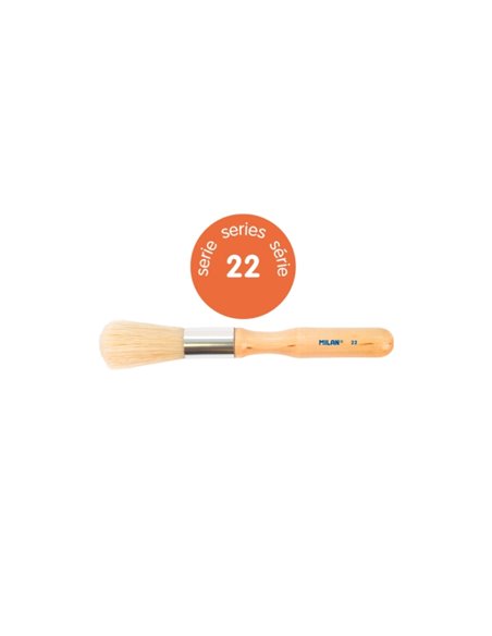Milan 22 Pack de 3 Pinceles Pour Estarcido - Sac Avec Colgador - Pelo Largo - Mango Grueso - Couleur Bois Clair