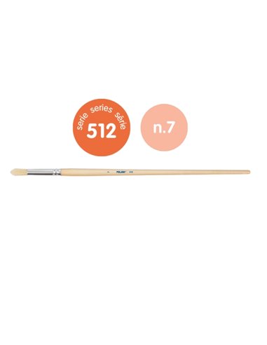 Milan 512 Pack de 6 Pinceles Redondos Pour Oleo Numero 7 - Sac Avec Colgador - Cerda Natural - Couleur Bois Clair