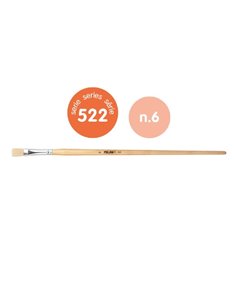 Milan 522 Pack de 6 Pinceles Planos Pour Oleo Numero 6 - Sac Avec Colgador - Cerda Natural - Couleur Bois Clair