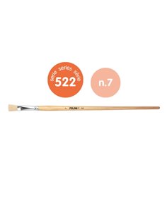 Milan 522 Pack de 6 Pinceles Planos Pour Oleo Numero 7 - Sac Avec Colgador - Cerda Natural - Couleur Bois Clair