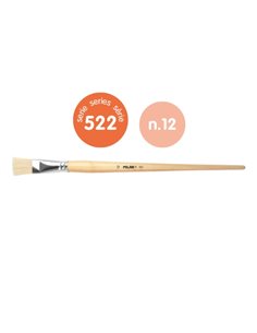 Milan 522 Pack de 4 Pinceles Planos Pour Oleo Numero 12 - Sac Avec Colgador - Cerda Natural - Couleur Bois Clair