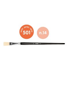 Milan 501 Pack de 6 Pinceles Planos Numero 14 - Sac Avec Colgador - Cerda Natural - Couleur Noir
