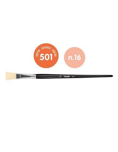 Milan 501 Pack de 4 Pinceles Planos Numero 16 - Sac Avec Colgador - Cerda Natural - Couleur Noir