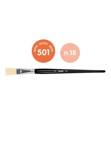 Milan 501 Pack de 4 Pinceles Planos Numero 18 - Sac Avec Colgador - Cerda Natural - Couleur Noir