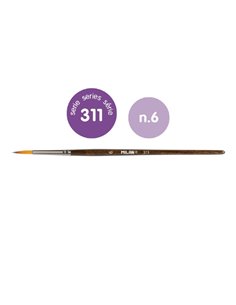 Milan 311 Pack de 12 Pinceles Redondos Numero 6 - Sac Avec Colgador - Pelo Sintetico - Couleur Bois Foncé