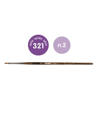 Milan 321 Pack de 12 Pinceles Planos Numero 2 - Sac Avec Colgador - Pelo Sintetico - Couleur Bois Foncé