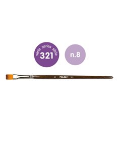 Milan 321 Pack de 6 Pinceles Planos Numero 8 - Sac Avec Colgador - Pelo Sintetico - Couleur Bois Foncé