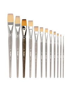 Milan 321 Pack de 3 Pinceles Planos Numero 20 - Sac Avec Colgador - Pelo Sintetico - Couleur Bois Foncé