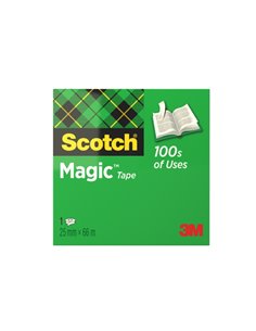 Scotch Magic Ruban Adhesiva Invisible - 25mm x 66m - Couleur Transparent