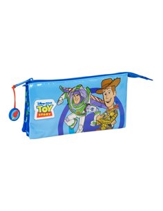 Safta Toy Story Good Vibes Trousse - 3 Compartiments Avec Cremalleras - Poche Intérieur - 0.60L - 220x30x120mm - Couleur Bleu