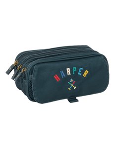 Safta Harper and Neyer Trousse - 3 Compartiments Avec Cremalleras - Poche avant - Ruban Adaptable - 1.72L - 215x80x100mm - Coule