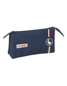 Safta le Ganso Eclipse Trousse - 3 Compartiments Avec Cremalleras - Poche Intérieur - 0.6L - 220x30x120mm - Couleur Bleu Marine