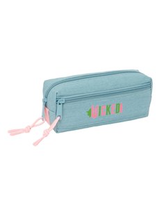 Safta Wicked Trousse - 3 Compartiments Avec Cremalleras - Goma Élastique - 0.98L - 220x60x85mm - Couleur Turquoise