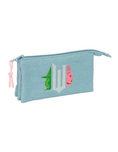 Safta Wicked Trousse - 3 Compartiments Avec Cremalleras - Poche Intérieur - 0.6L - 220x30x120mm - Couleur Turquoise