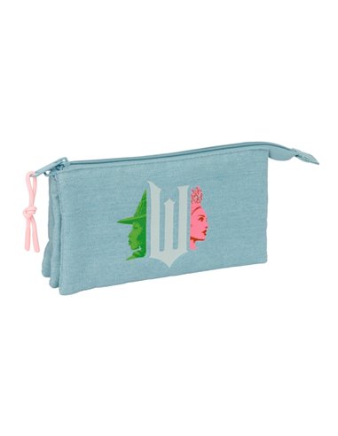 Safta Wicked Trousse - 3 Compartiments Avec Cremalleras - Poche Intérieur - 0.6L - 220x30x120mm - Couleur Turquoise