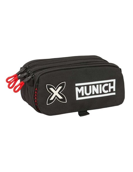 Safta Munich Vulcan Trousse - 3 Compartiments Avec Cremalleras - Poche avant - Ruban Adaptable - 1.72L - 215x80x100mm - Couleur 