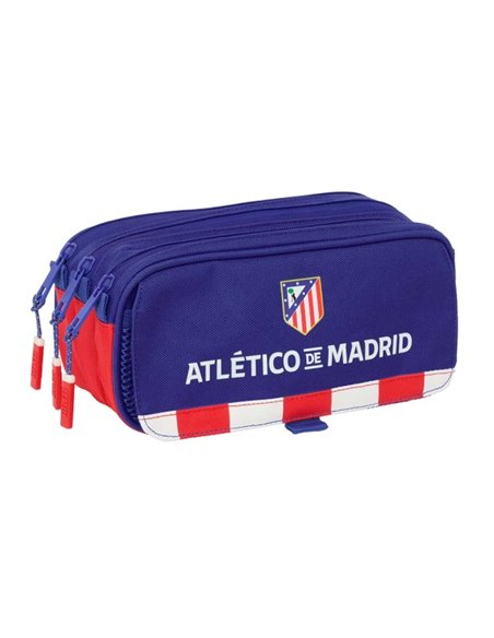 Safta Atletico de Madrid Trousse - 3 Compartiments Avec Cremalleras - Poche avant - Ruban Adaptable - 1.72L - 215x80x100mm - Cou