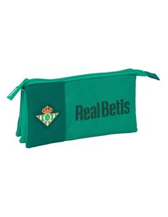 Safta Real Betis Balompie Trousse - 3 Compartiments Avec Cremalleras - Poche Intérieur - Résistant à l'eau - 220x30x120mm - Coul