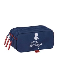 Safta le Pulpo Trousse - 3 Compartiments Avec Cremalleras - Poche avant - Ruban Adaptable - 1.72L - 215x80x100mm - Couleur Bleu 