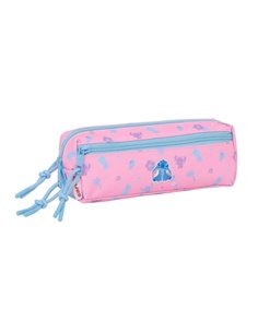 Safta Stitch Bright Trousse - 3 Compartiments Avec Cremalleras - Goma Élastique - 0.98L - 220x60x85mm - Couleur Rose