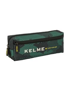 Safta Kelme Camo Trousse - 3 Compartiments Avec Cremalleras - Goma Élastique - 0.98L - 220x60x85mm - Couleur Vert Camuflaje