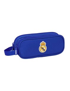 Safta Real Madrid Trousse - 2 Compartiments Avec Cremalleras - Anse Latéral - 1L - 210x60x80mm - Couleur Bleu