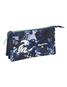 Safta le Niño Navy Trousse - 3 Compartiments Avec Cremalleras - Poche Intérieur - 0.6L - 220x30x120mm - Couleur Bleu Marine