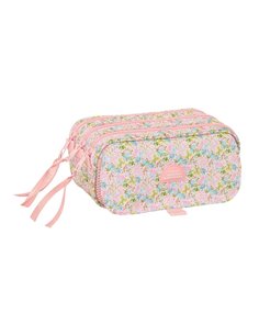 Safta VMB Trousse - 3 Compartiments Avec Cremalleras - Poche avant - Ruban Adaptable - 1.72L - 215x80x100mm - Couleur Rose