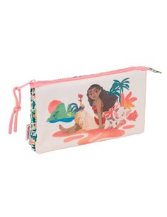 Safta Vaiana Trousse - 3 Compartiments Avec Cremalleras - Poche Intérieur - 0.6L - 220x30x120mm - Couleur Vert