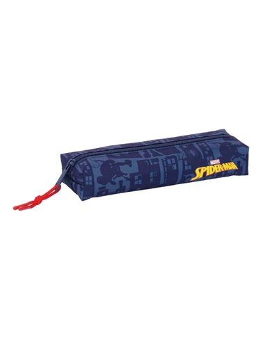 Safta Spider-Man Trousse - Fermeture éclair - Goma Élastique - 0.53L - 220x70x40mm - Couleur Bleu Marine