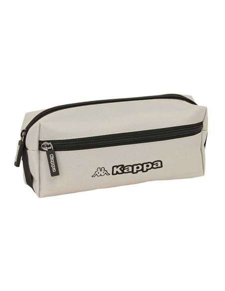 Safta Kappa Grey Trousse - 3 Compartiments Avec Cremalleras - Goma Élastique - 0.98L - 220x60x85mm - Couleur Noir et Gris