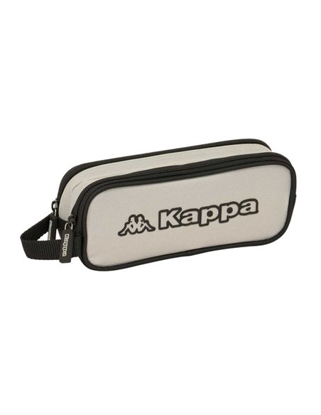 Safta Kappa Grey Trousse - 2 Compartiments Avec Cremalleras - Anse Latéral - 1L - 210x60x80mm - Couleur Noir et Gris