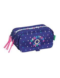 Safta Benetton Drop Trousse - 3 Compartiments Avec Cremalleras - Poche avant - Ruban Adaptable - 1.72L - 215x80x100mm - Couleur 