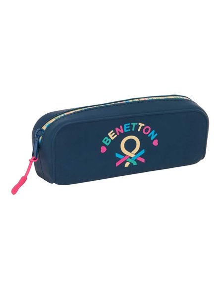 Safta Benetton Drop Trousse - Fermeture éclair - Silicona - Facile à nettoyer - 0.60L - 185x55x75mm - Couleur Bleu Foncé