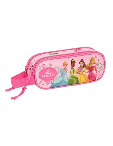 Safta Princesas Disney Trousse - 2 Compartiments Avec Cremalleras - Anse Latéral - 1L - 210x60x80mm - Couleur Rose