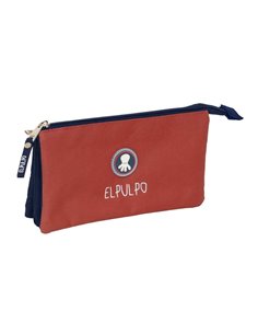 Safta le Pulpo Caldera Trousse - 3 Compartiments Avec Cremalleras - Poche Intérieur - 0.6L - 220x30x120mm - Couleur Rouge Foncé