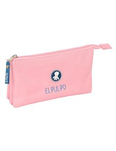 Safta le Pulpo Trousse - 3 Compartiments Avec Cremalleras - Poche Intérieur - 0.6L - 220x30x120mm - Couleur Rose