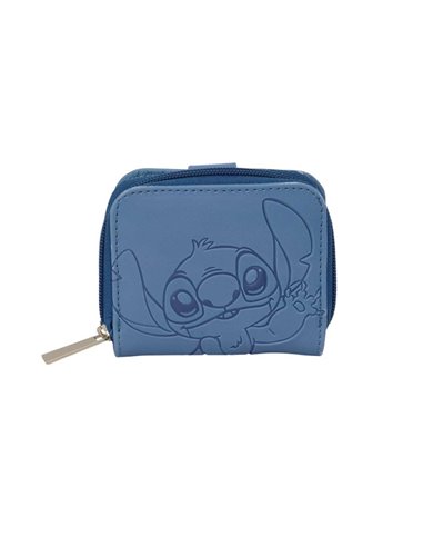 Safta Stitch Blue Monedero Avec Billetera - Fermeture Avec Iman - Compartimento Avec Fermeture éclair - 0.10L - 110x20x95mm - Co