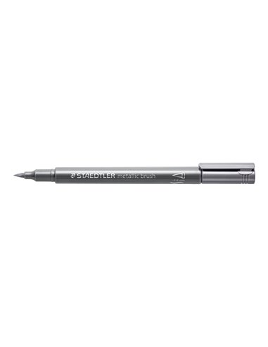 Staedtler Metallic Brush Feutre Pointe Pincel - Trait 1 - 6mm Aprox - Encre Base de Eau - Couleur Argent
