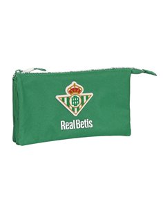 Safta Real Betis Balompie Trousse - 3 Compartiments Avec Cremalleras - Poche Intérieur - 0.6L - 220x30x120mm - Couleur Vert