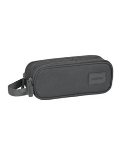 Safta Basic Trousse - 2 Compartiments Avec Cremalleras - 1L - Anse Latéral - 210x60x80mm - Couleur Gris