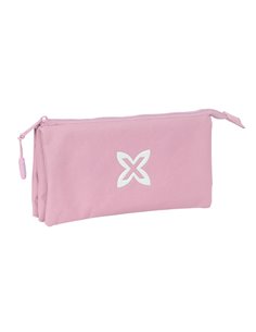 Safta Munich Basicos Trousse - 3 Compartiments Avec Cremalleras - Poche Intérieur - 0.6L - 220x30x120mm - Couleur Rose