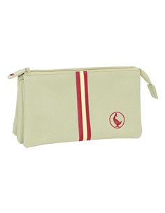 Safta le Ganso Basics Trousse - 3 Compartiments Avec Cremalleras - Poche Intérieur - 0.6L - 220x30x120mm - Couleur Beige