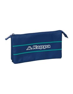 Safta Kappa Marine Trousse - 3 Compartiments Avec Cremalleras - Poche Intérieur - 0.6L - 220x30x120mm - Couleur Bleu Marine