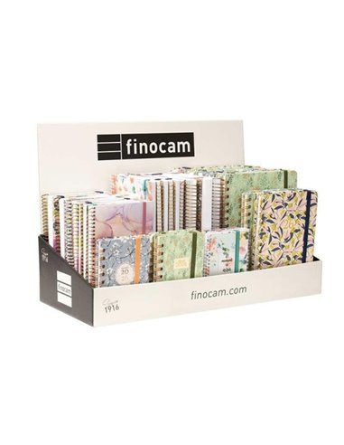 Finocam Trendy Présentoir Avec 45 Agendas de Spirale Surtidas en Catalan - Annuel 2026 - Couleur Assortis